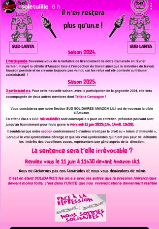 Rassemblement contre la répression syndicale à Amazon
