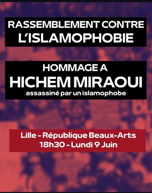 Rassemblement hommage à Hichem Miraoui, assassiné par un islamophobe